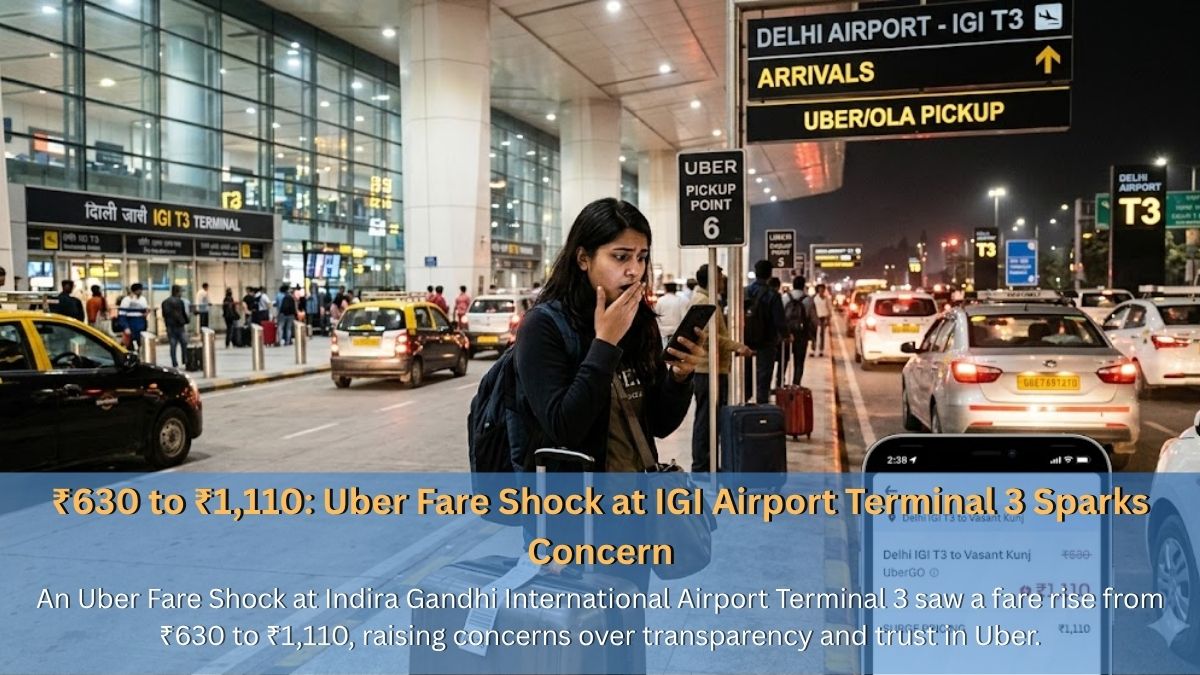 ₹630 to ₹1,110: Uber Fare Shock at IGI Airport Terminal 3 Sparks Concern